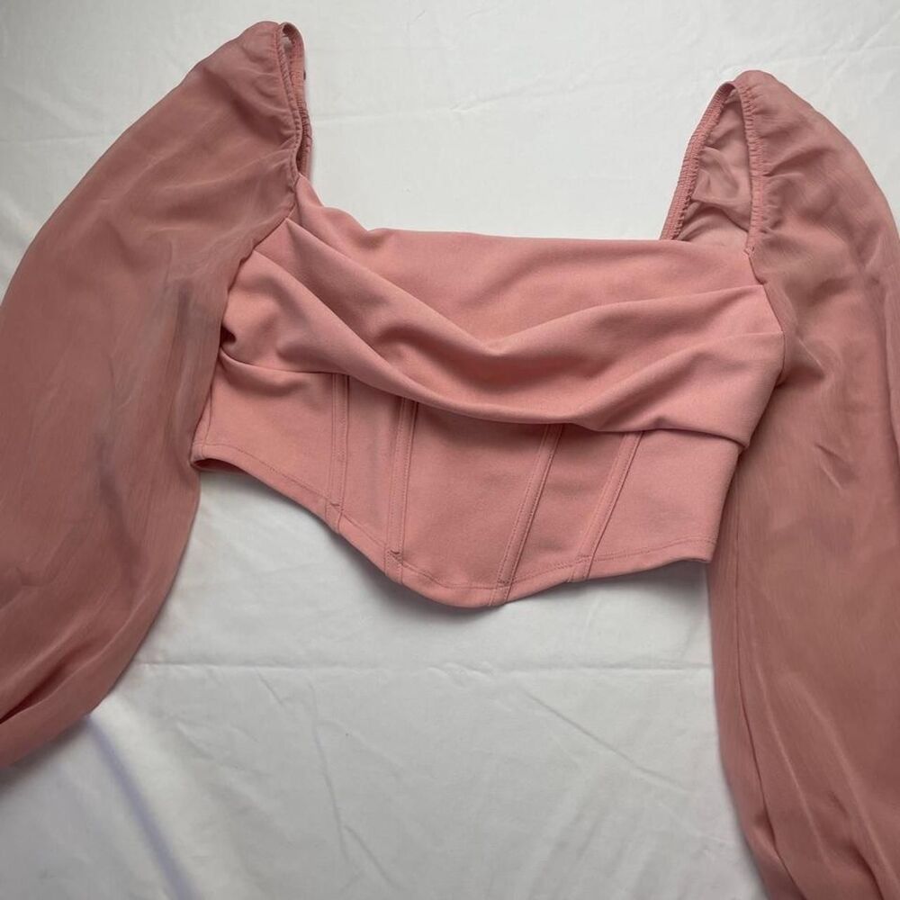 Coquette whimsy corset long sleeve top in pink